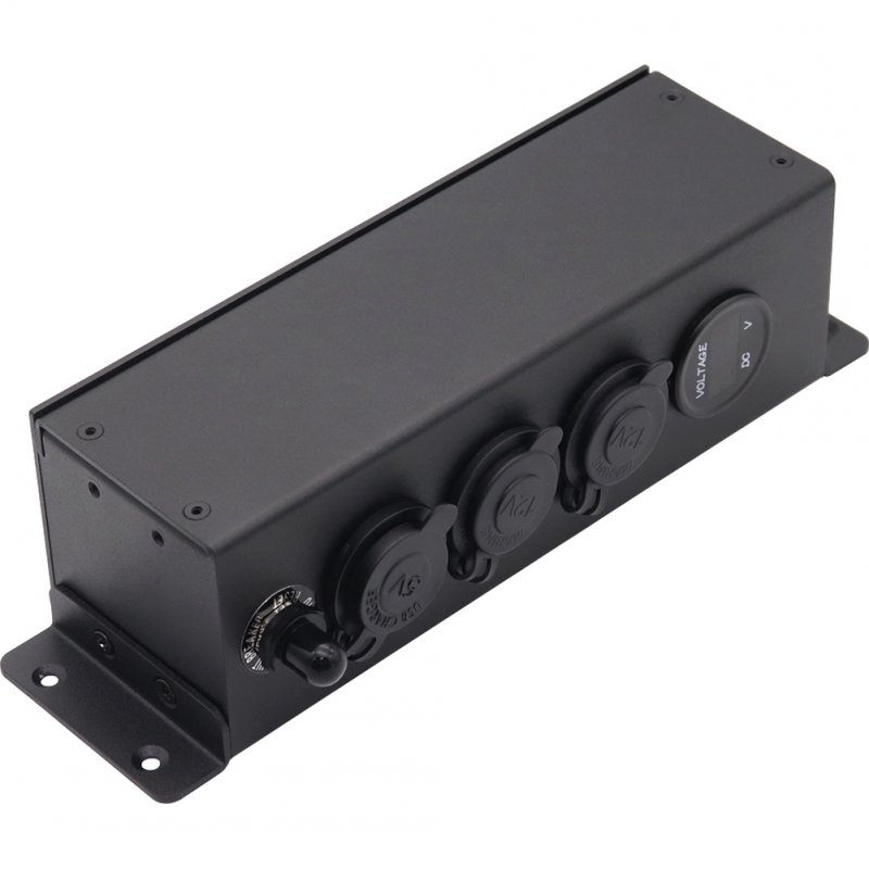 Car Power Supply Socket Box Voltmeter Charger Power Box with Independent Switch Control 