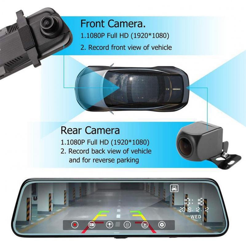 1080p Car Dash Cam Night Vision 10-inch Full Screen 170-degree Wide-angle Hd Driving Recorder Streaming Media 