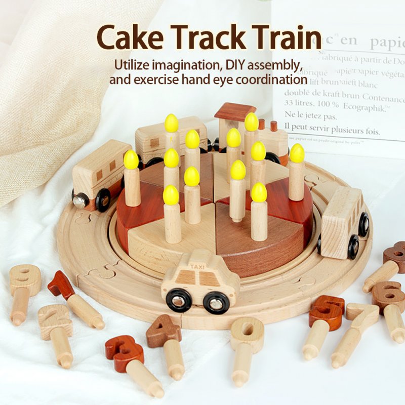 Simulation Birthday Cake Building Blocks Toys DIY Cake Track Train Toy Early Educational Toys Birthday Cake