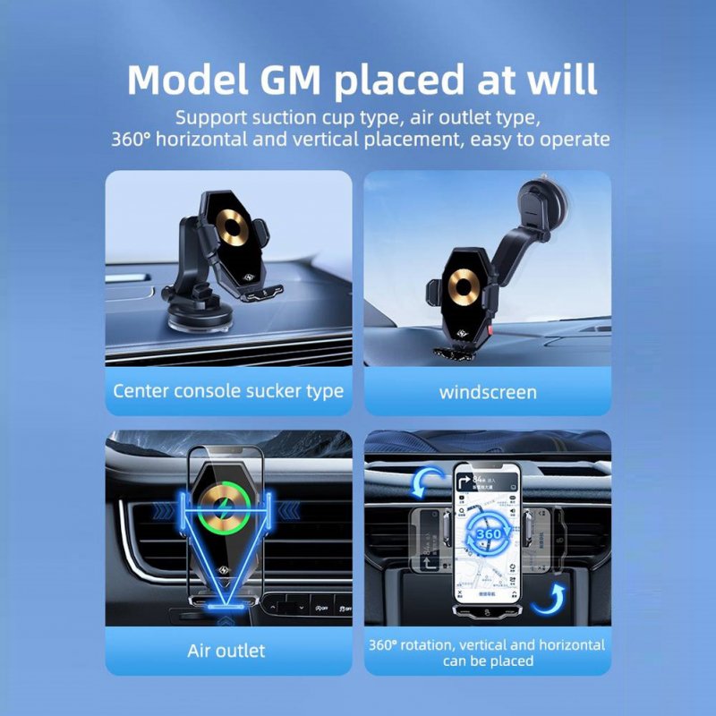 Car Phone Holder Air Outlet Mount Wireless Charger 15w Fast Charging Induction Navigation Bracket Accessories 