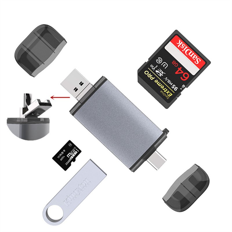 Multifunction 6 in 1 Type-c OTG Card Reader SD/TF/ with USB 