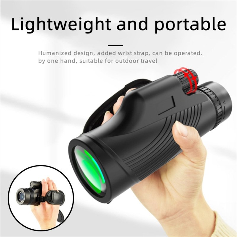12x Bak4 Prism Monocular Hd Telescope with Portable Hand-held Wristband for Hiking Traveling