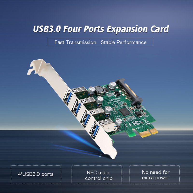 4 PCI-E Ports to USB HUB 3.0 PCI Express 5 Gbps Expansion Card Adapter for Motherboard
