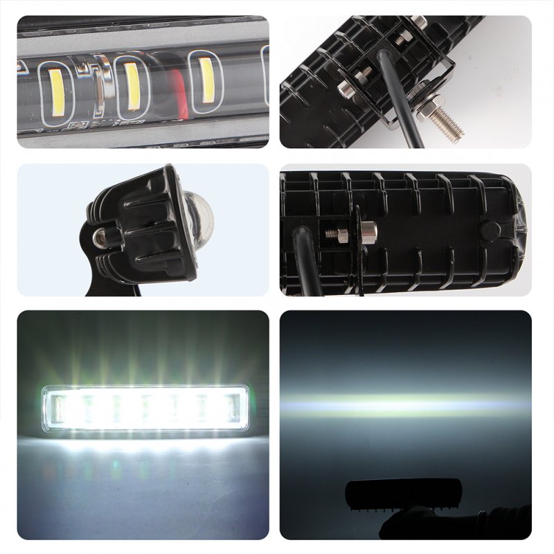 90W 6Inch Convex Lens 6LED Working Light 12V/24V 4x4 Automobile LED Light Bar White light