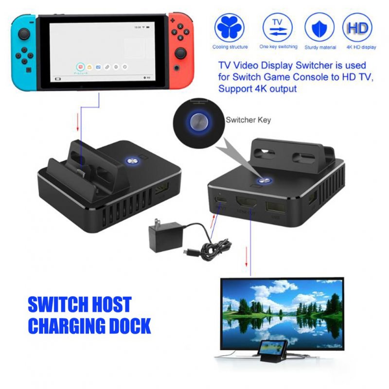 For Nintend Switch Dock Base TV Type C Output Charging Stand Switch Cooling Portable Bracket One-button Display Adapter 