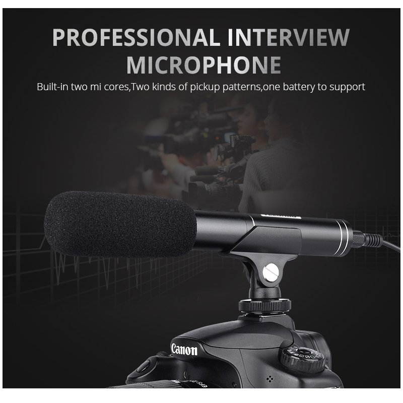 Professional Interview Microphone Photography Shotgun Mic Video Camcorders Mike for Canon/Nikon/Sony DSLR Camera 