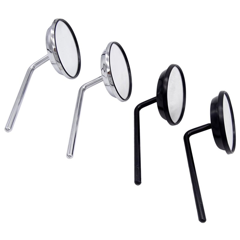 1 Pair Universal 8mm Stainless Steel Motorcycle Back View Mirror Classic Retro Vintage Round Rearview Mirror 