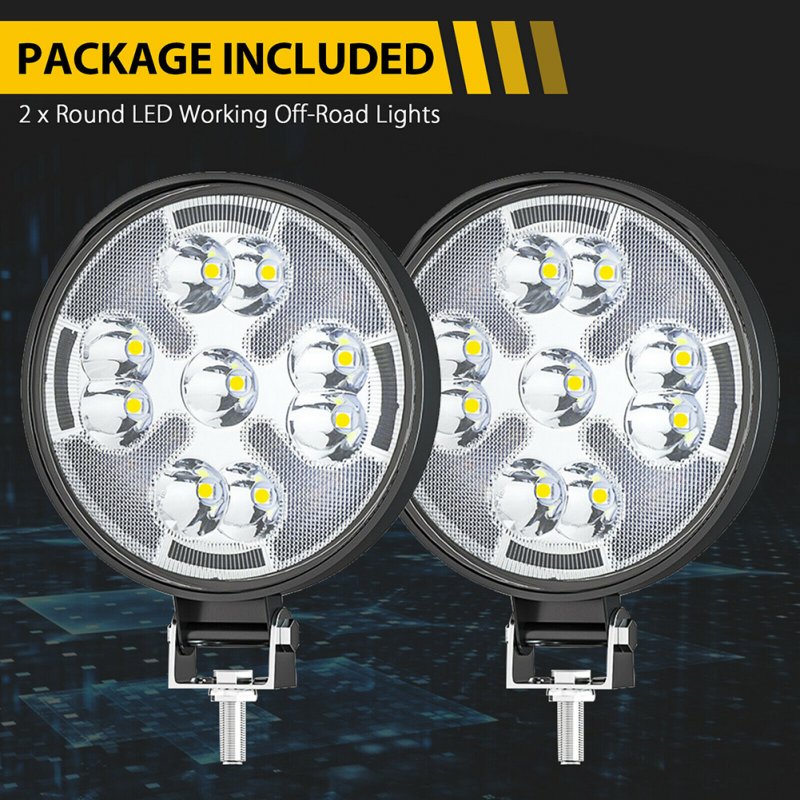 2pcs Car Led Work Light  Bar Mini Round 63w Dual Color Waterproof Dustproof Driving Lamp For Car Motorcycle Off-road Truck Boat 
