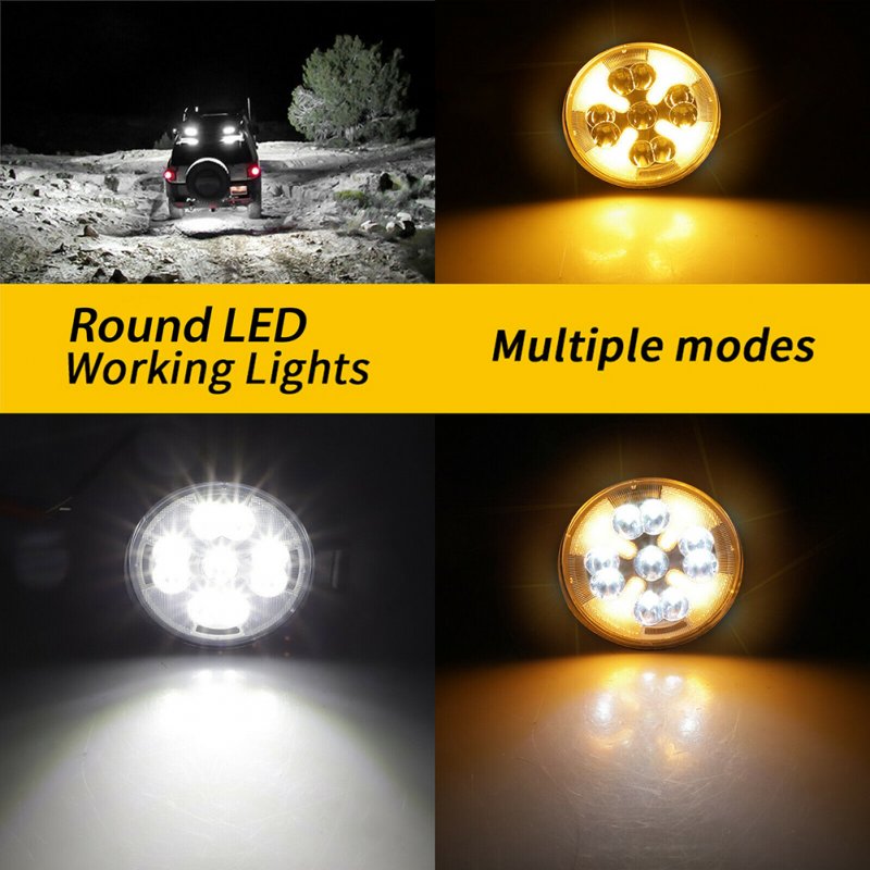 2pcs Car Led Work Light  Bar Mini Round 63w Dual Color Waterproof Dustproof Driving Lamp For Car Motorcycle Off-road Truck Boat 