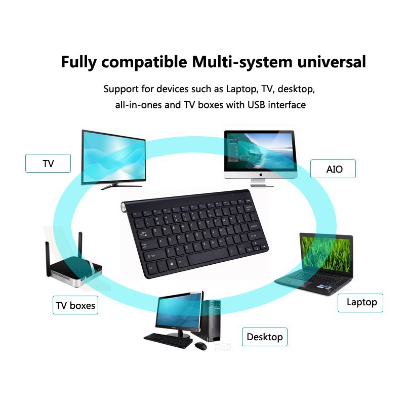 2.4G Wireless Keyboard Mouse Set Mini Multimedia Keyboard Mouse Combo Set for Notebook Laptop Mac Desktop PC  