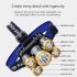 5led Headlamp Usb Rechargeable Super Bright Strong Light Fishing Lights For Outdoor Camping Fishing 9 x 9 x 7cm