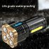 5led Super Bright Flashlight Usb Rechargeable Outdoor Portable Multi function Waterproof Cob Side Light Work Light Gold