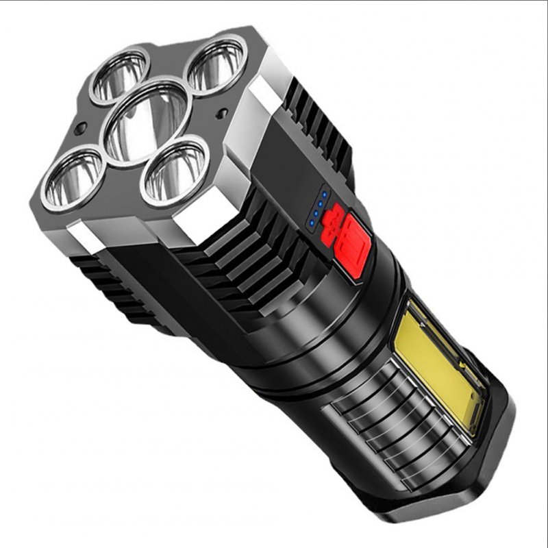 5led Super Bright Flashlight USB Rechargeable Outdoor Portable Waterproof Cob