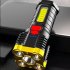 5led Super Bright Flashlight Usb Rechargeable Outdoor Portable Multi function Waterproof Cob Side Light Work Light Silver