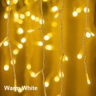 5m 96 LEDs Curtain Icicle String Light IP44 Waterproof Energy Saving 8 Lighting Modes Outdoor Decor Lights For Home Decor Warm white 110V US plug