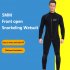 5mm One piece Snorkeling Wetsuit Coldproof Front Zipper Long Sleeves Underwater Surfing Swimsuit black XS 45 50 kg