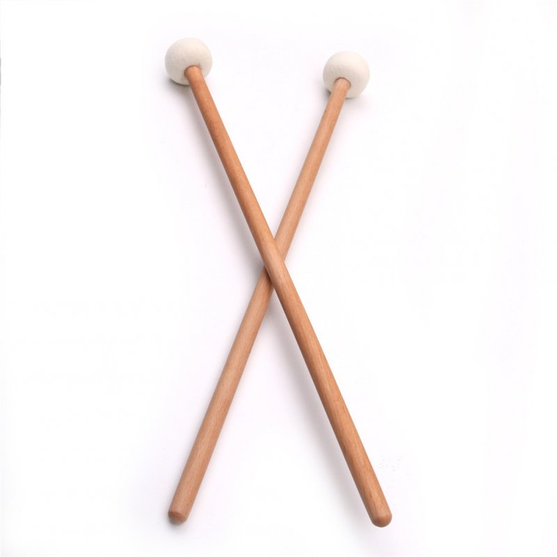 2pcs Timpani Mallet Drumstick Felt Head Wood Handle Anti-slip Bass Drum Sticks Indispensable Accessory for Musical Instrument 