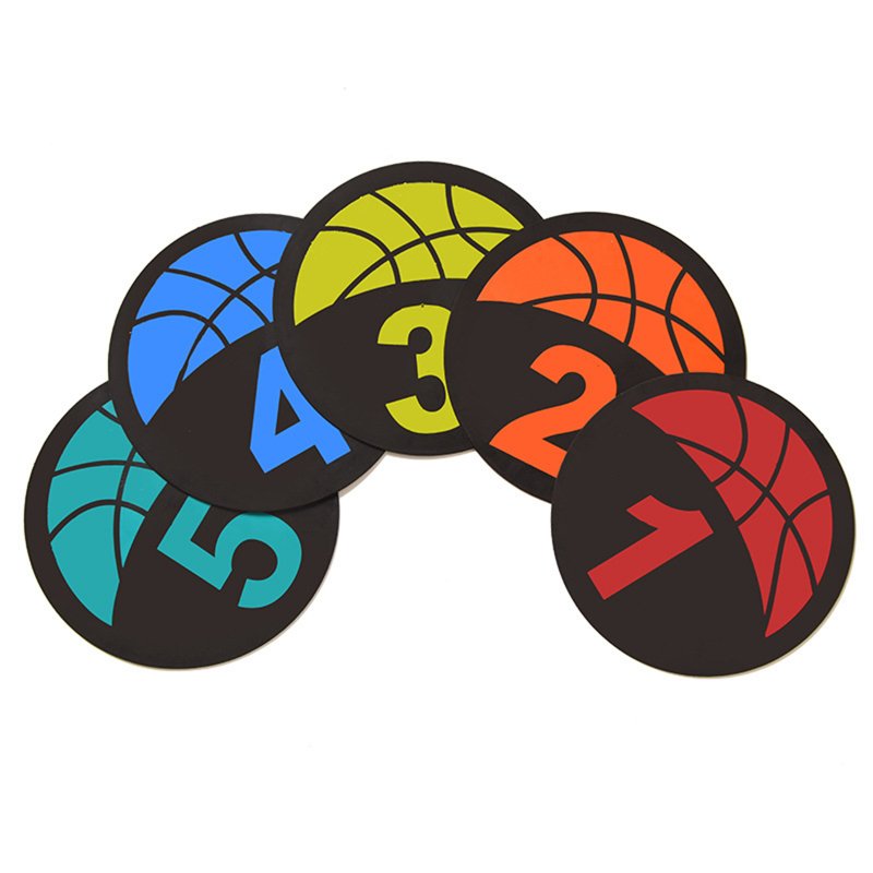 5pcs Children Basketball Training Mat With Carry Bag Digital Mark Disc Plane Basketball Trainer Training Equipment Basketball Logo Mat Set Sizes 1-5 (with Carry Bag)