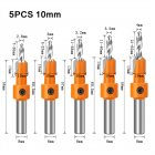 5pcs Countersink Drill Bit Set With 8/10mm Shank Heavy Duty Construction Woodworking Tool