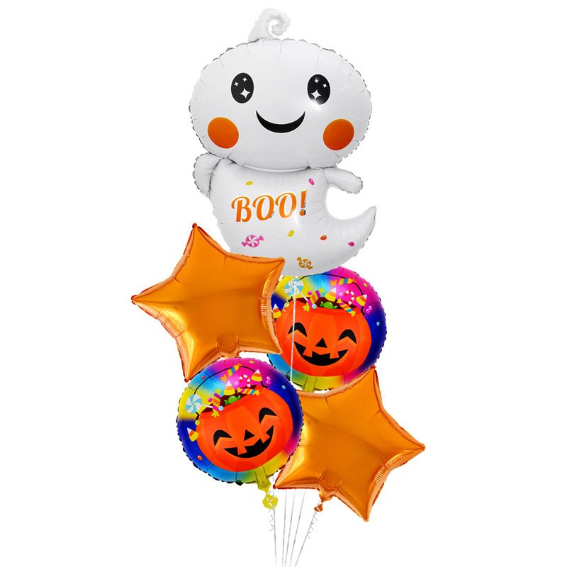 5pcs Halloween Foil Balloons Cat Ghost Spider Pumpkin Bat Balloon For Birthday Halloween Party Decorations Supplies Set 3