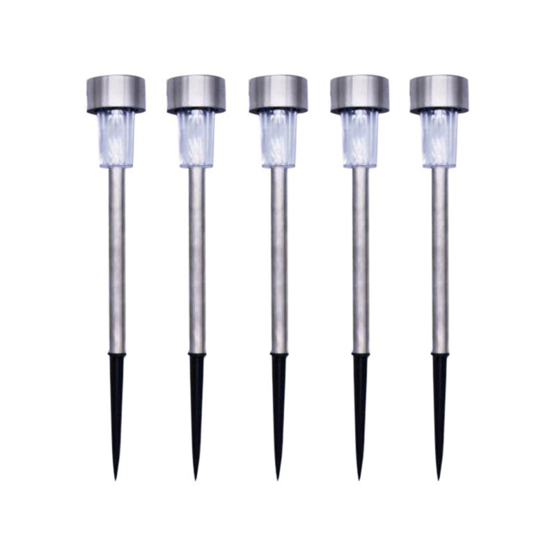 5pcs Outdoor LED Solar Lawn Lights With 2V/40MAH Solar Panel IP55 Waterproof Stainless Steel Stake Lights Garden Lamp