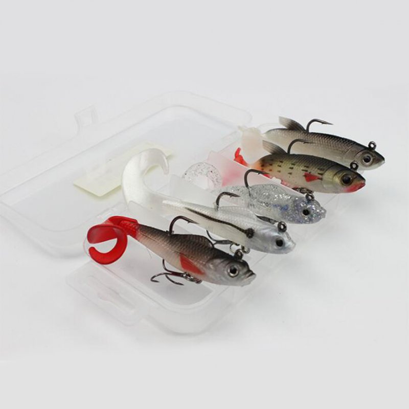 5pcs/Set Multi-color Fishing Lure Fake Bait Soft Swimbait Fishing Hook Kit 5 pcs