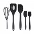 5pcs Silicone Kitchen Utensils Set With Scraper Spatula Egg Beater Heat Resistant Non stick Baking Tools black