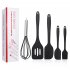 5pcs Silicone Kitchen Utensils Set With Scraper Spatula Egg Beater Heat Resistant Non stick Baking Tools black