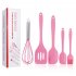 5pcs Silicone Kitchen Utensils Set With Scraper Spatula Egg Beater Heat Resistant Non stick Baking Tools black