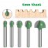 5pcs Tungsten Steel Alloy Round Nose Semicircle Lace Router Bit Woodworking Tool