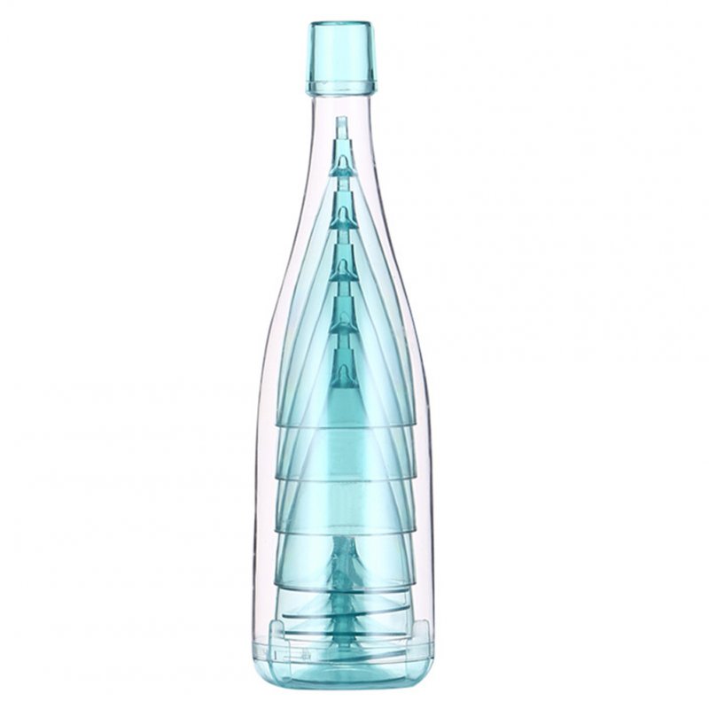 5pcs Wine Glass Set With Storage Container, 30x8.5cm Detachable Bottom Plastic Wine Glasses, Bar Goblet Champagne Glass Cold Drink Glass blue