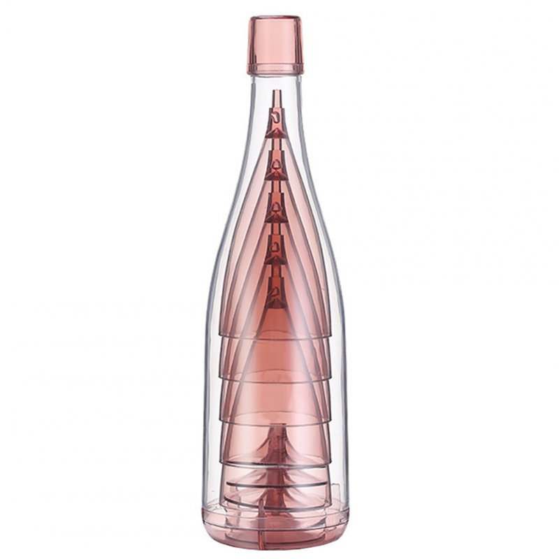 5pcs Wine Glass Set With Storage Container, 30x8.5cm Detachable Bottom Plastic Wine Glasses, Bar Goblet Champagne Glass Cold Drink Glass pink