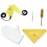 5pcs lot Trumpet Cleaning Tools Care Suit Tube Cloth Piston Brush Mouthpiece Brush Wiper Gloves Kit yellow
