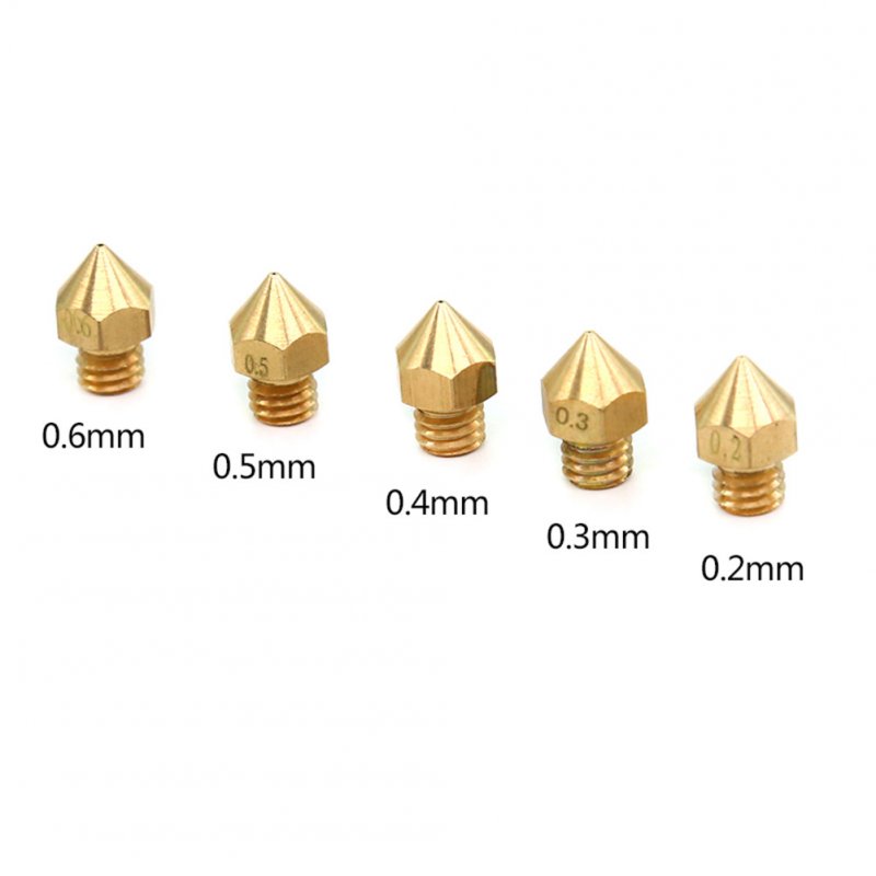 5pcs/set Extruder Nozzle with Thread 0.4mm 0.3mm 0.2mm 0.5mm 0.6mm for 1.75mm Bass Head for Ender 3 0.4mm