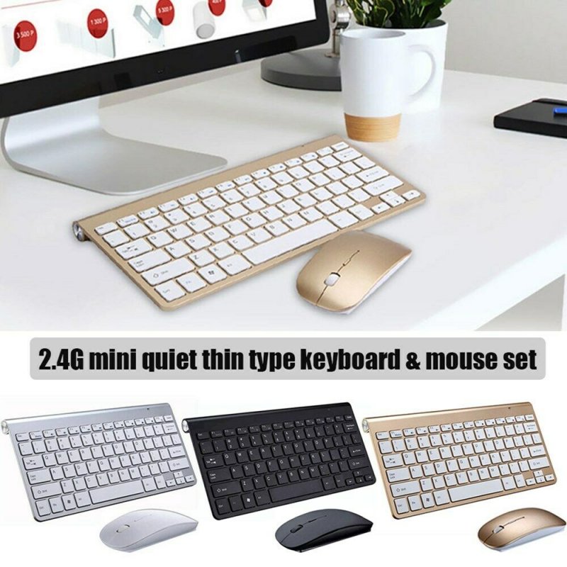 Mini Wireless Keyboard Mouse Set Waterproof 2.4G for Mac Apple PC Computer 