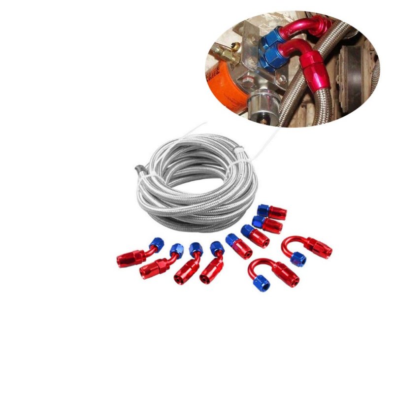 Stainless Steel Braided Oil / Fuel Line / Hose + Fitting / Hose End / Adaptor Kit 