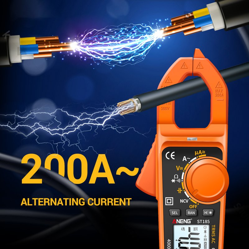 ANENG St185 Digital Clamp Meter Multimeter 4000 Counts Auto-ranging Tester AC DC Voltage Current Detection Pen 
