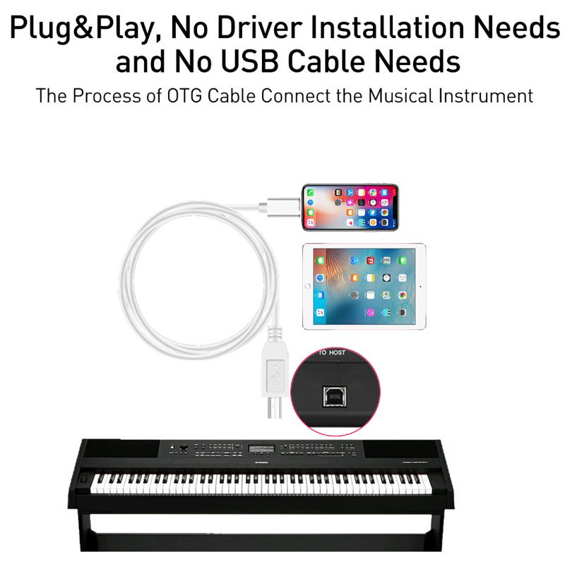 iOS 13 Charging Cable MIDI USB OTG Type B Keyboard Adapter for iPhone X XS MAX XR 8 7 6 Electric Piano Audio Connector