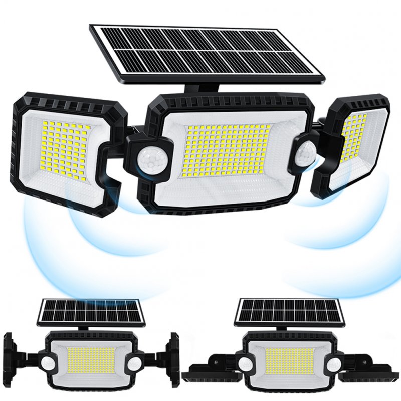 Solar Floodlight Double-head Induction PIR Motion Sensor Waterproof Wall Lamp For Outdoor Garden Courtyard 