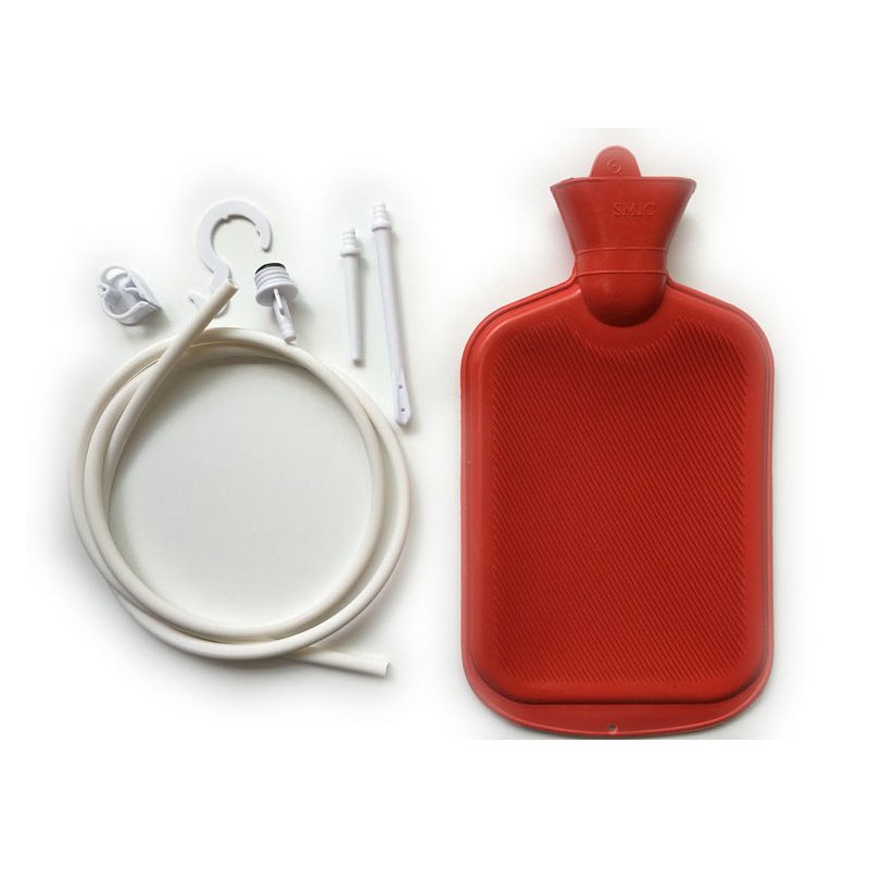 Women Men Enema System Kit with Rubber Hot Water Bottle Douche Bag Tubing