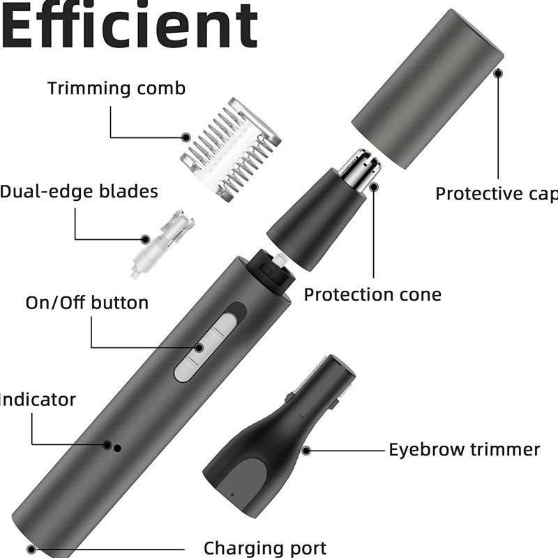 3-in-1 Electric Nose Hair Trimmer Clipper Usb Rechargeable Professional Painless Energy Saving Mute Eyebrow Razors 