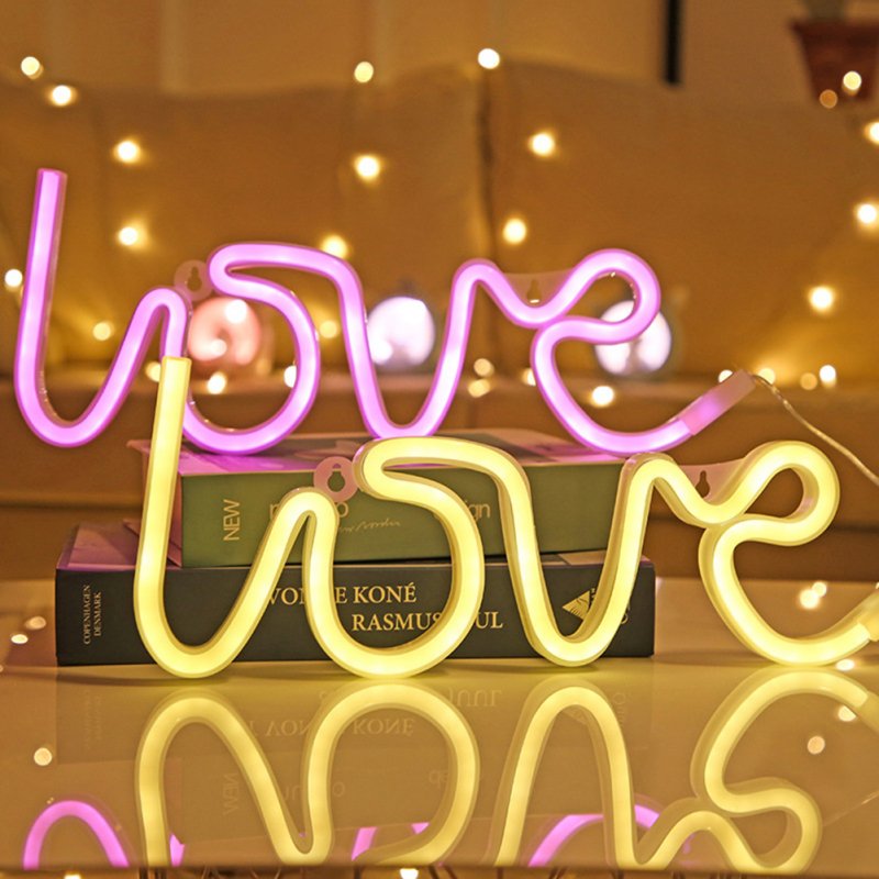 Love-shaped  Neon  Light Battery Usb Dual-purpose Modeling Lamp Valentine Day Confession Proposal Decoration Props Night Light
