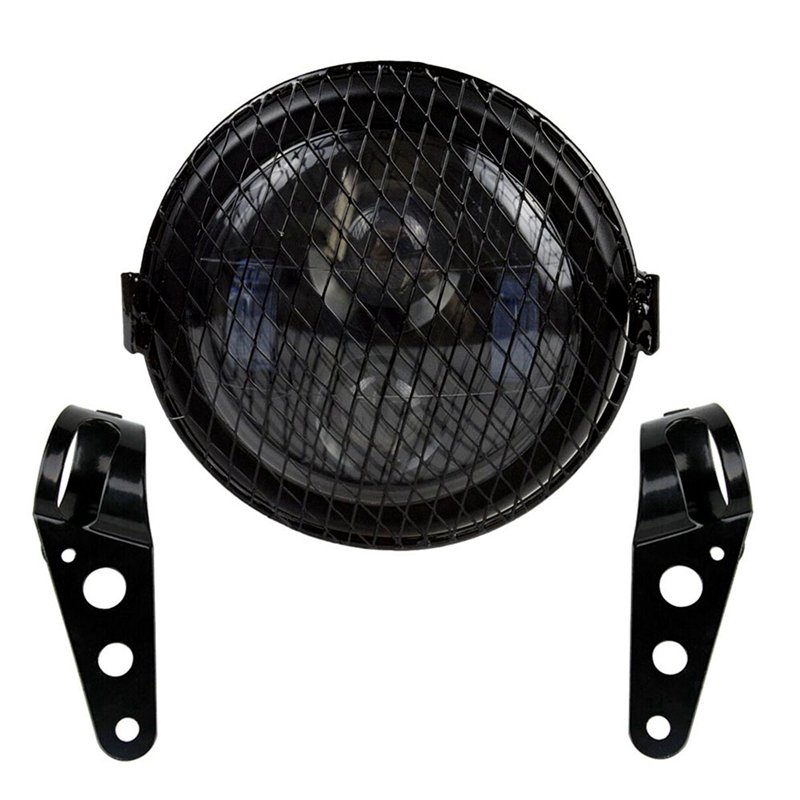 6.5 Inch Motorcycle LED Headlight HeadLamp Bulb With Grille Bracket 6.5 Inch_Four eyes
