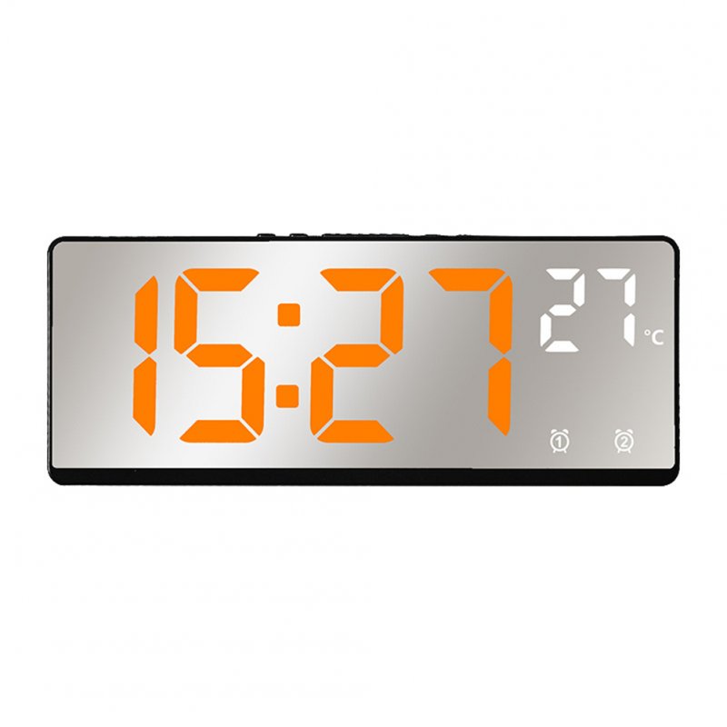 6.9 Inches Electronic Alarm Clock 5 Levels Brightness Adjustable Large Screen Student Desk Clock Table Clock orange