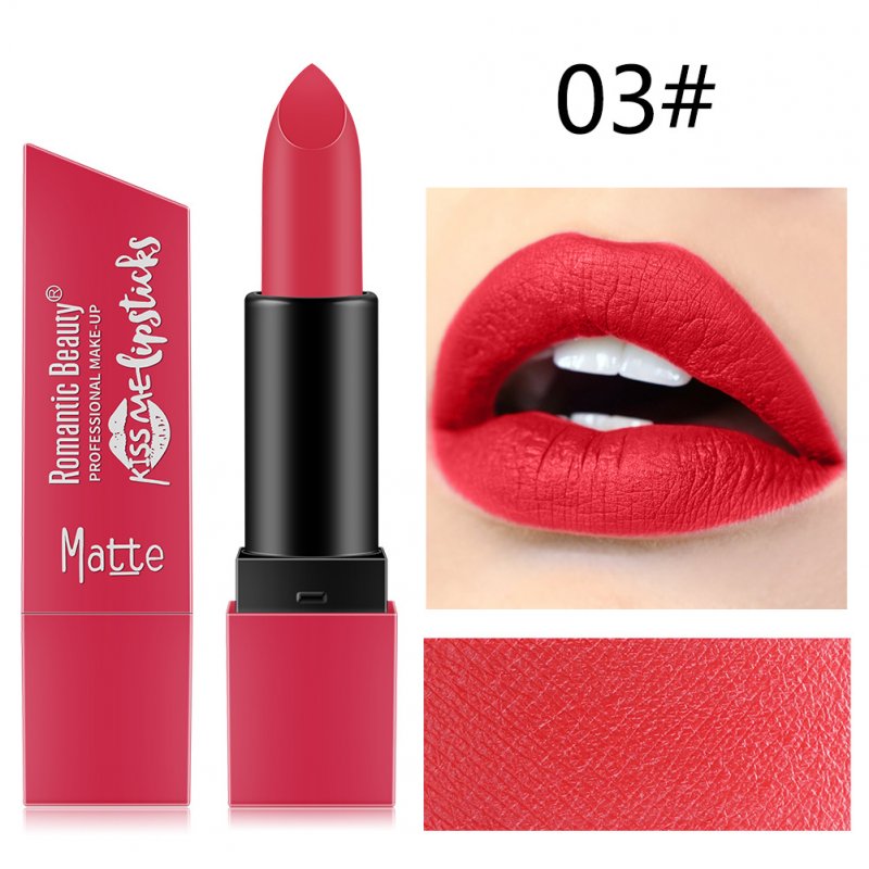 6 Color Matte Lipstick Sexy Shimmer Lipgloss Waterproof Long Lasting Diamond Party Lip Stick 03#