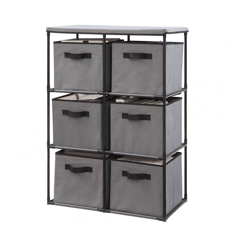 6 Drawers Home Storage Rack for Bedroom Living Room Toy Clothing Organize Shelf gray