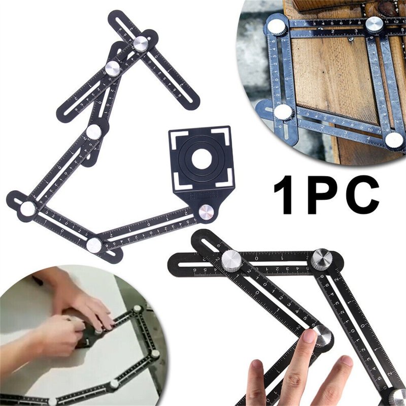 6 Folding Ceramic Tile Hole Locator Adjustable Multi-angle Ruler Measuring Tool