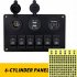 6 Gang Waterproof Circuit LED Rocker Switch Panel Breaker For Car Marine Boat Blue Light