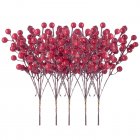 6 Heads 5pcs/Bunch Artificial Berries Branch Fake Plants Flowers Bouquet DIY Wreath Supplies Accessories For Christmas Party Home Decor red