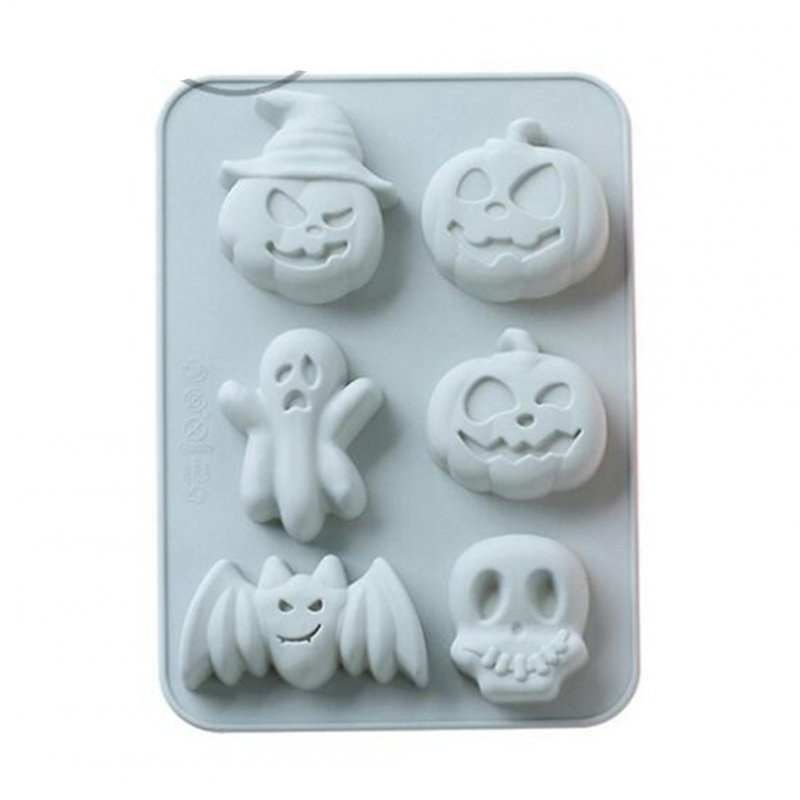 6 Hole Halloween Silica Gel Cake Mould Pumpkin Skull Baking Mould  blue